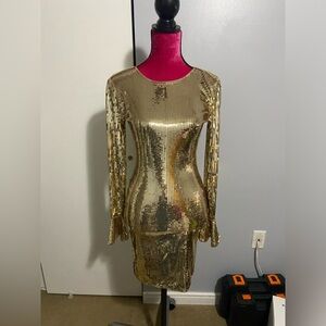 Michael kors gold sequin bell sleeve dress XXS